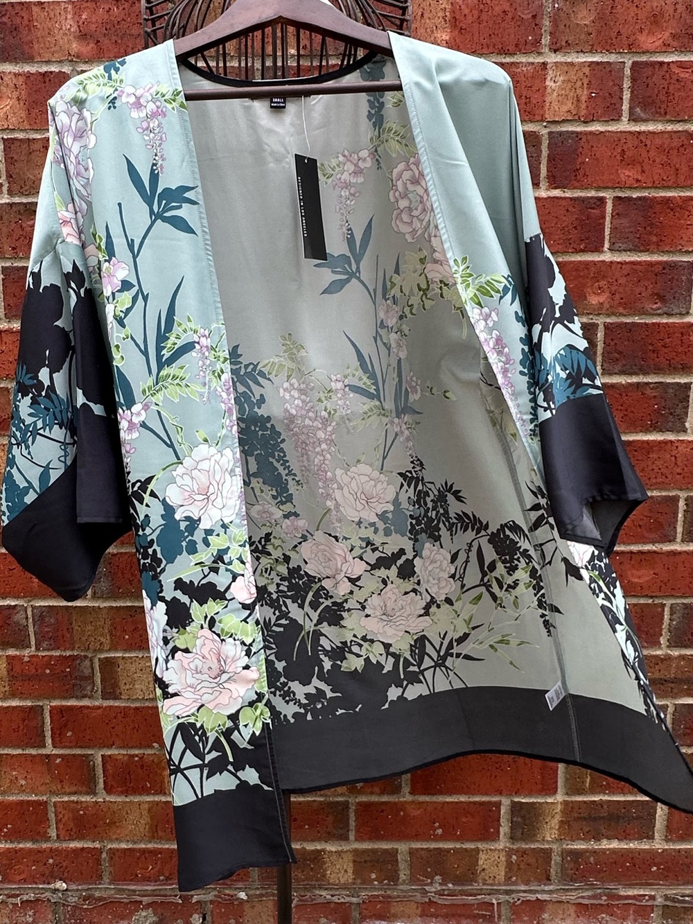 HeartSoul Floral Kimono Swim Coverup Cardigan Lightweight MIDI Resort Casual